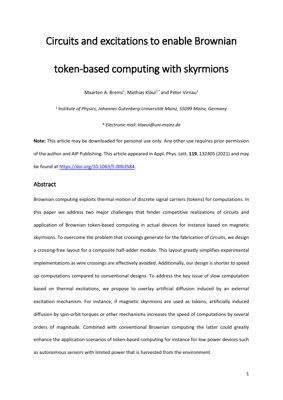 PDF Document Cover - Brownian Token-Based Computing with Skyrmions: Circuit Design and Excitation Mechanisms